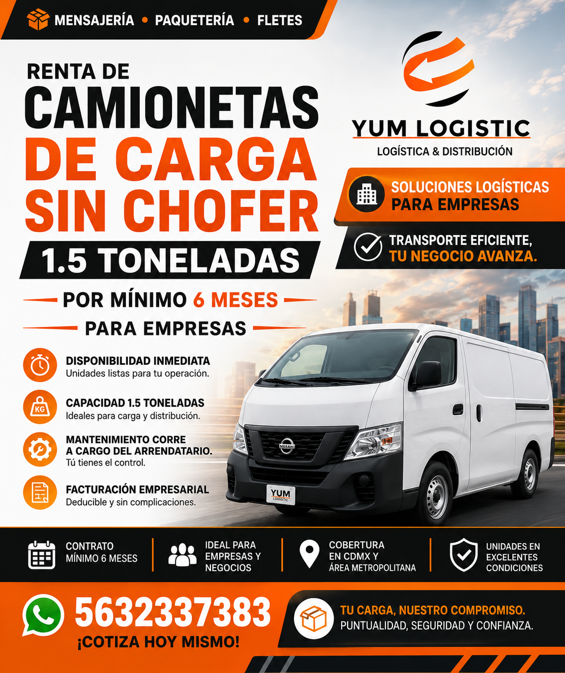 Renta de camioneta de Carga sin chofer&nbsp;